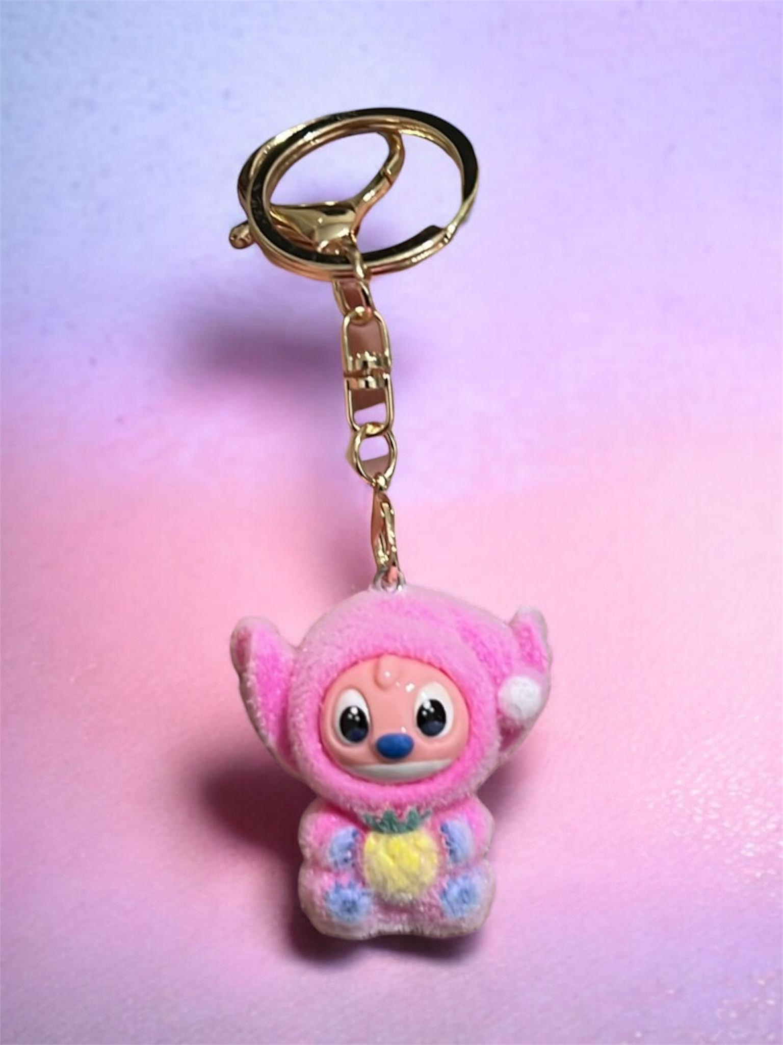 Stitch Pembe Kadife Anahtarlık