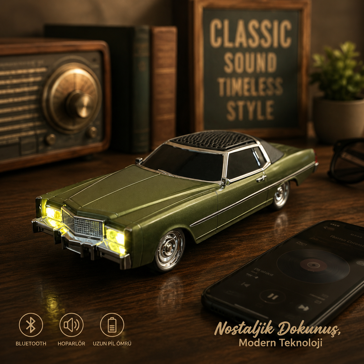 Eşref Tek 1969 Cadilac DeVille Coupe Bluetooth Speaker FM Radyo